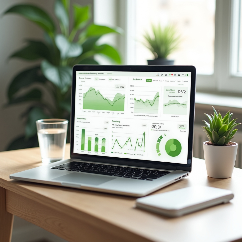 Dashboard digitale che mostra il progresso nel ridurre l'impronta ecologica personale
