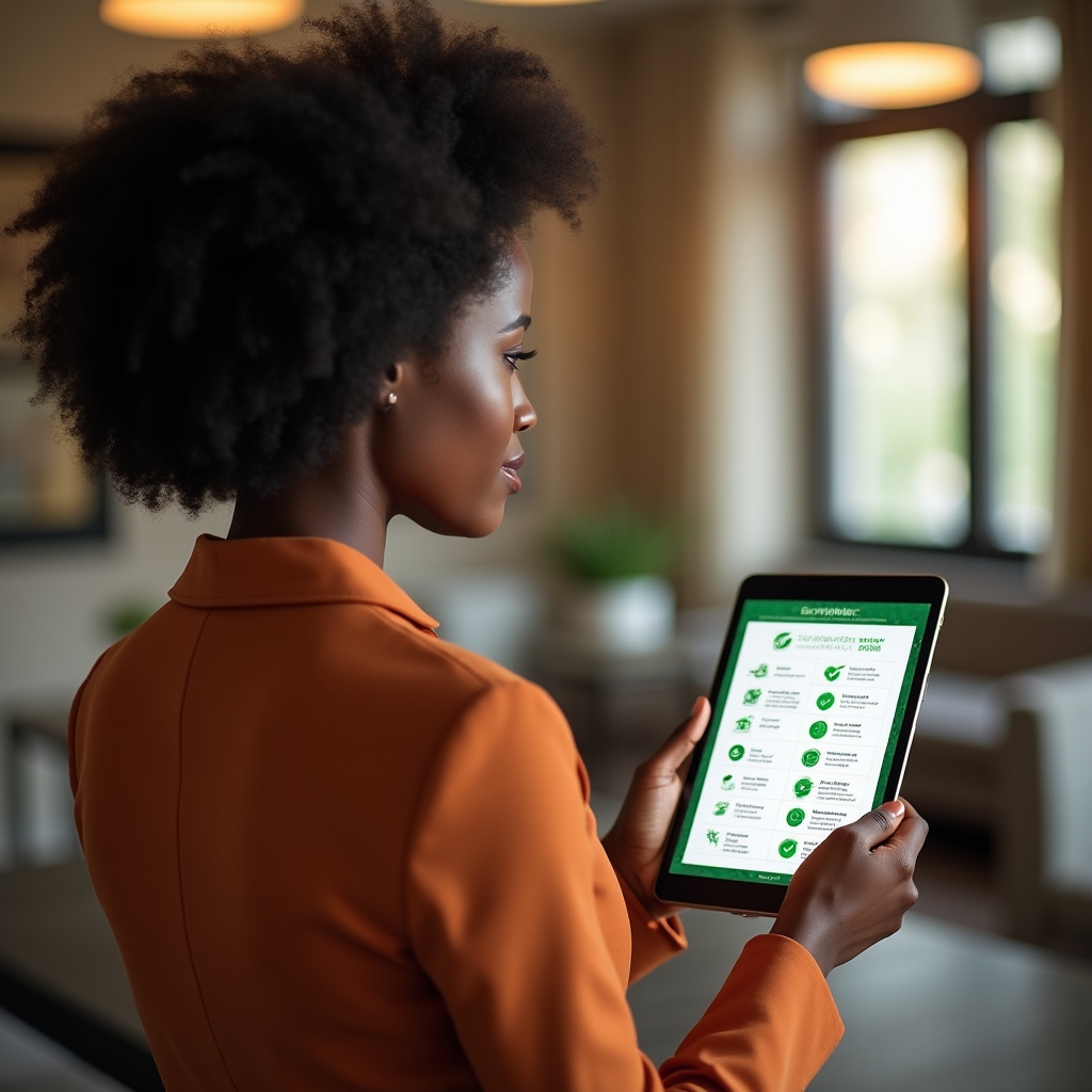 Guida pratica con criteri di acquisto sostenibile su schermo di tablet